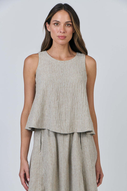 Naturals - Linen Keyhole Back Top / GA561 Blister