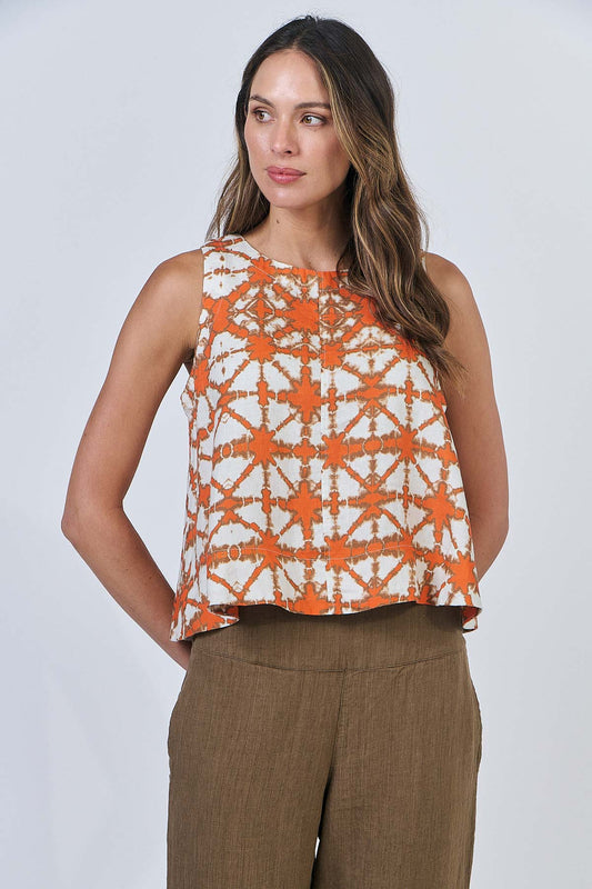 Naturals - Linen Keyhole Back Top / GA561 Urchin