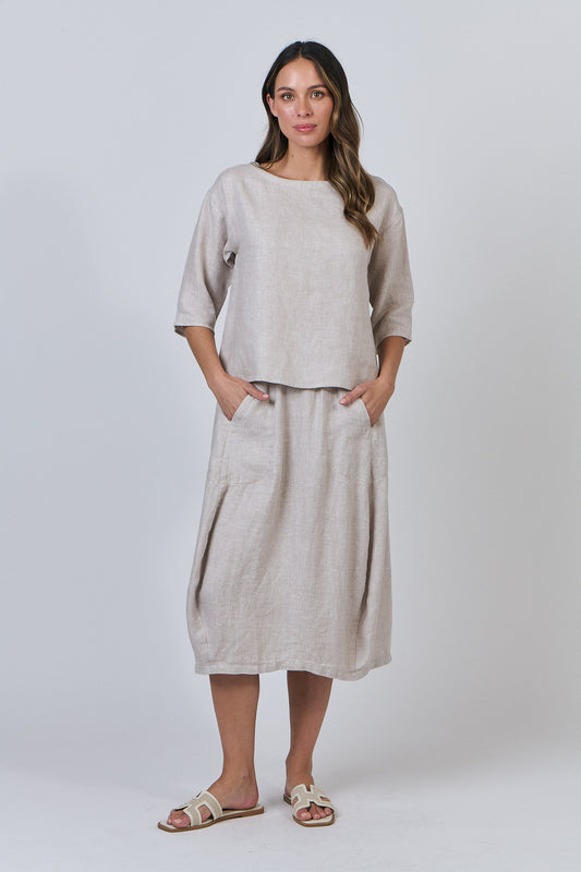 Naturals – Soft Linen Pullover Top / Dune GA584