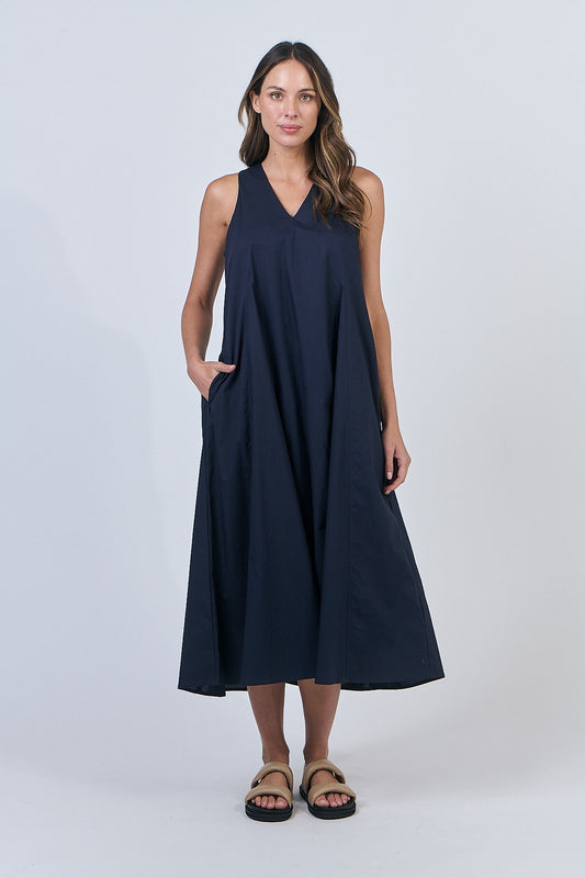 Naturals - Cotton V-Neck Midi Dress GA605