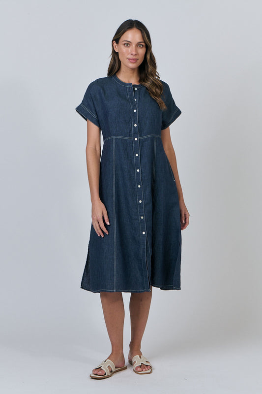 Naturals - Linen Button-Through Dress GA612