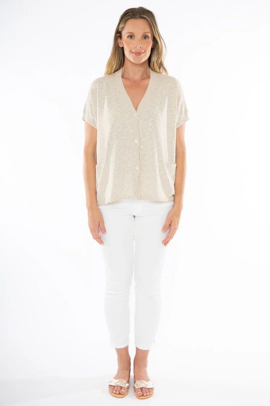 Jump - Button Thru Vest Flax | J1008A