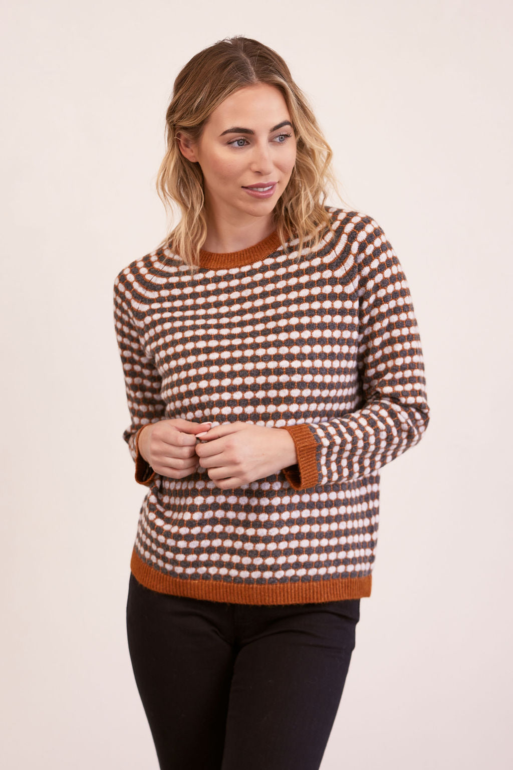 Kaleido - Wool Jacquard Spot Sweater Copper Combo | K17C
