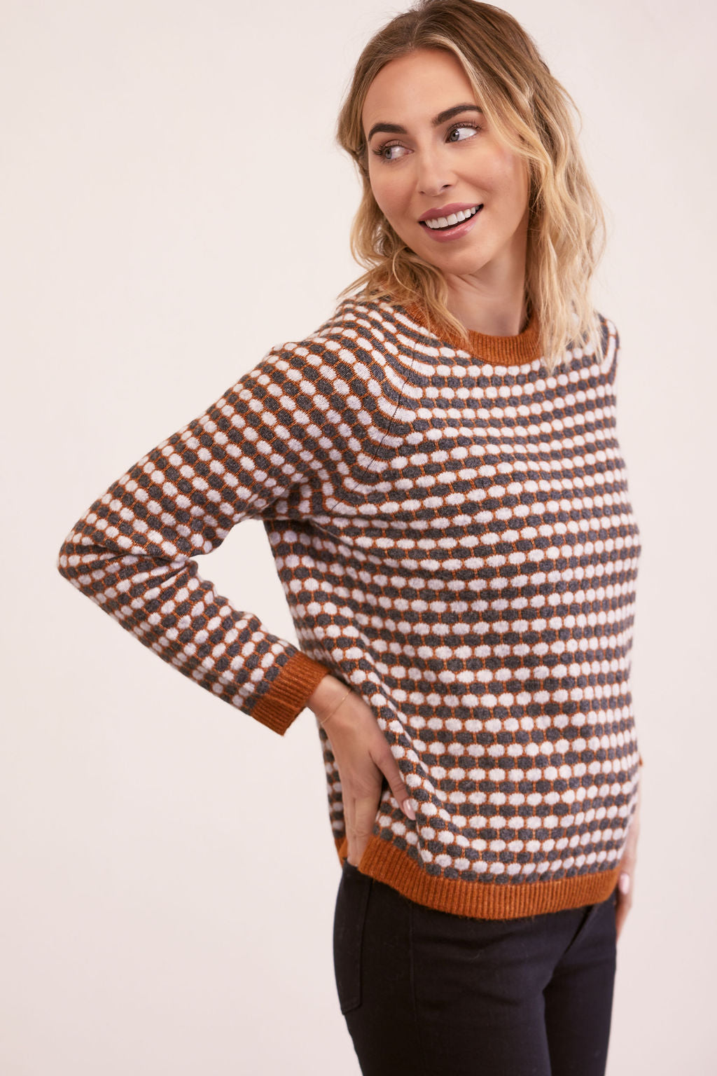Kaleido - Wool Jacquard Spot Sweater Copper Combo | K17C