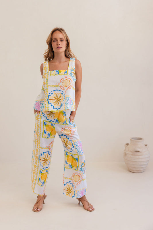 Kaleido - 100% Linen High Waisted Wide Leg Pant K87