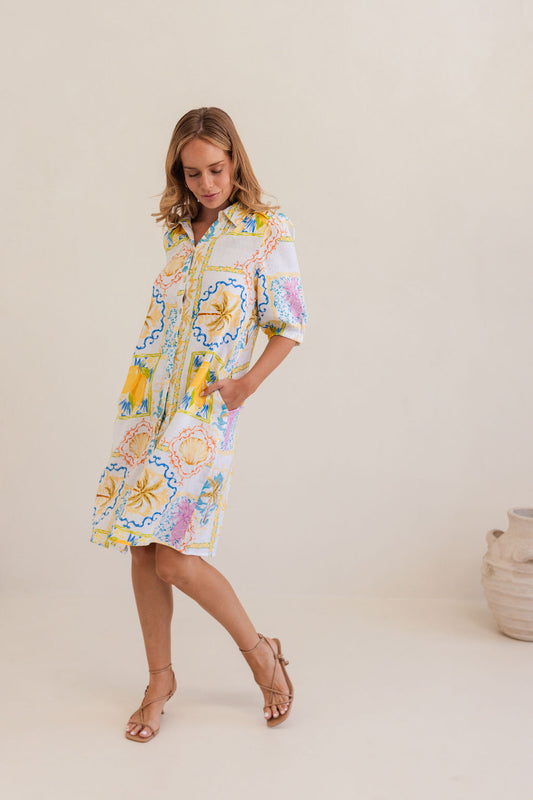 Kaleido - 100% Linen Shirtmaker Dress K82