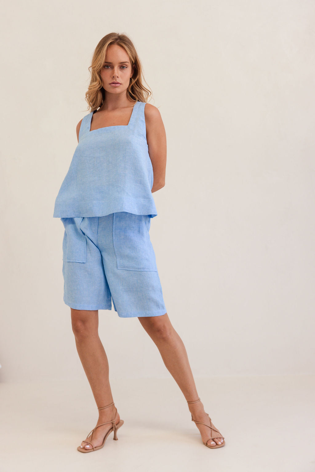 Kaleido - 100% Linen Square Nk Tank K98C