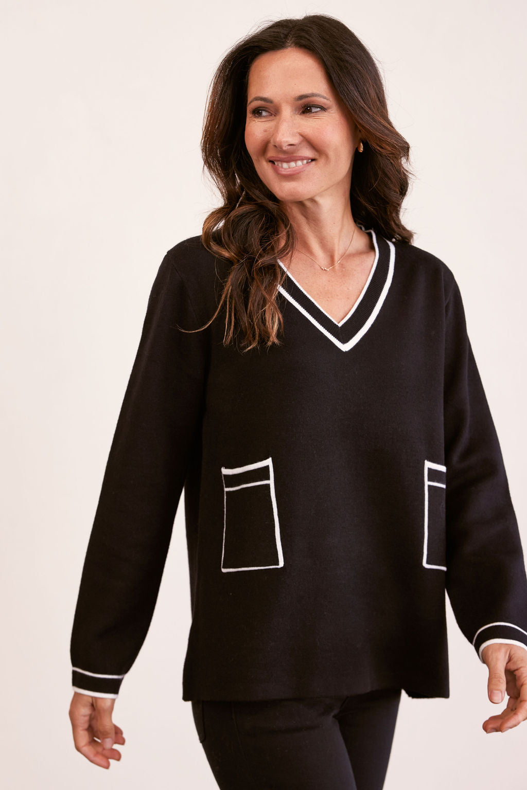 See Saw - V Neck 2 Pkt Sweater | SS248B