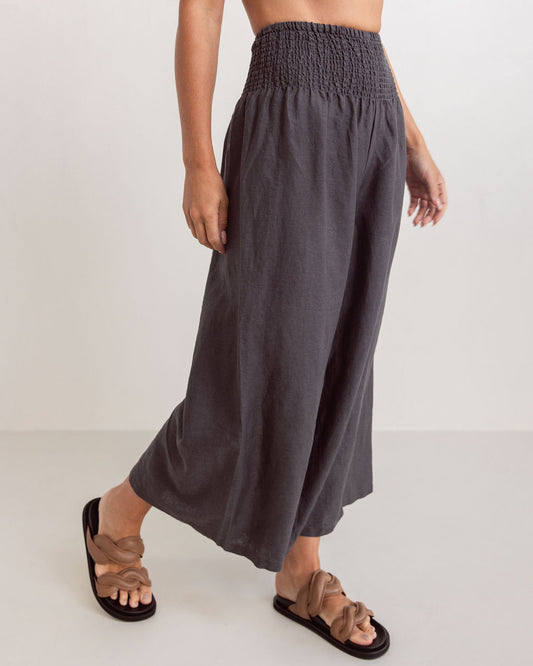 See Saw - 100% Linen Shirred Waist Pant / SS358