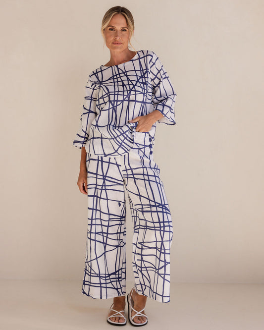 See Saw - 100% Linen Palazzo Pant Tokyo SS410D/W