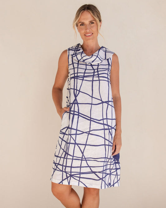 See Saw - 100% Linen SL Cowl Nk Dress SS405D/W