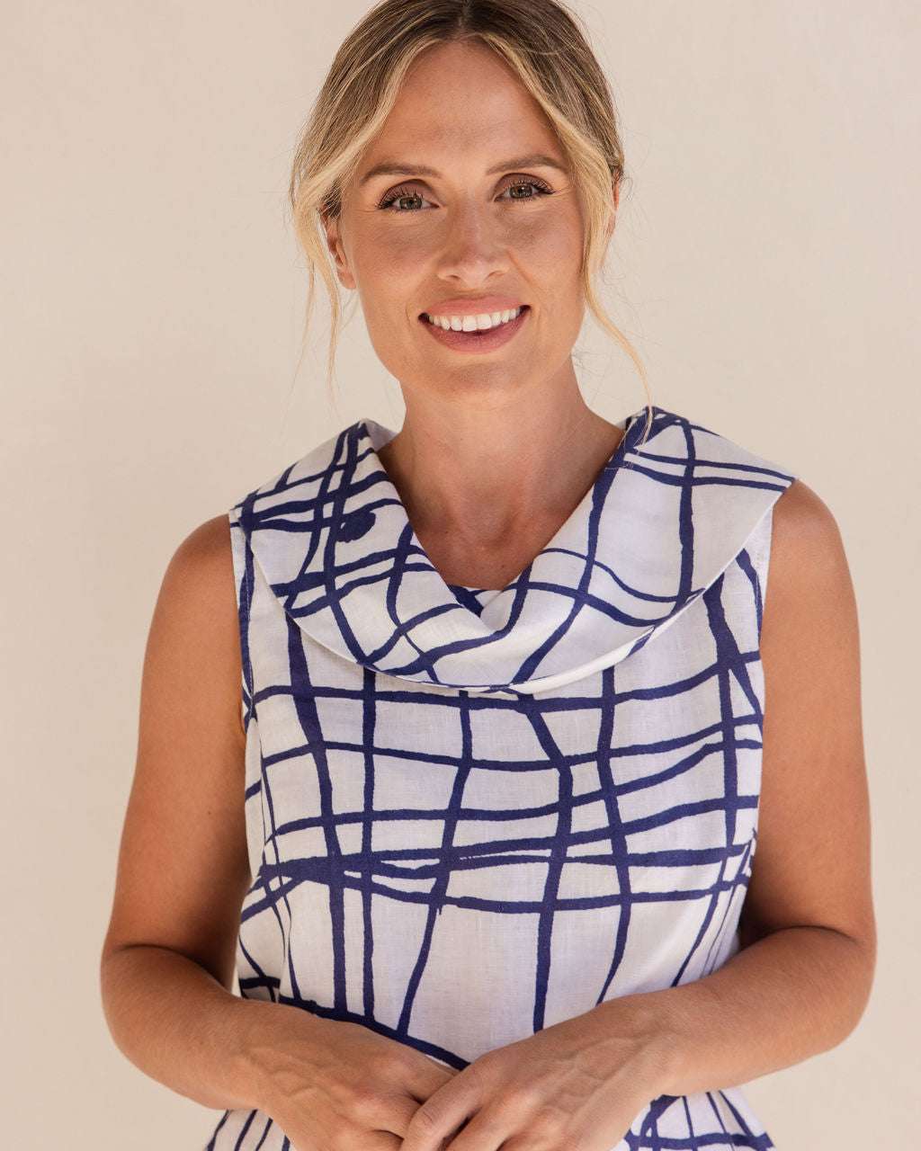 See Saw - 100% Linen SL Cowl Nk Dress SS405D/W