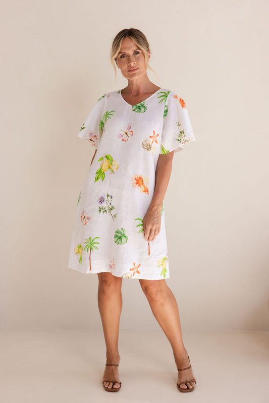 See Saw - 100% Linen V Nk Dress SS434