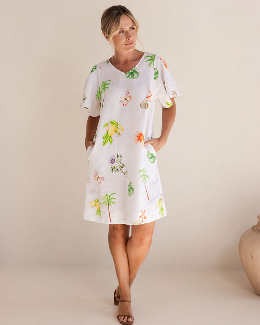 See Saw - 100% Linen V Nk Dress SS434