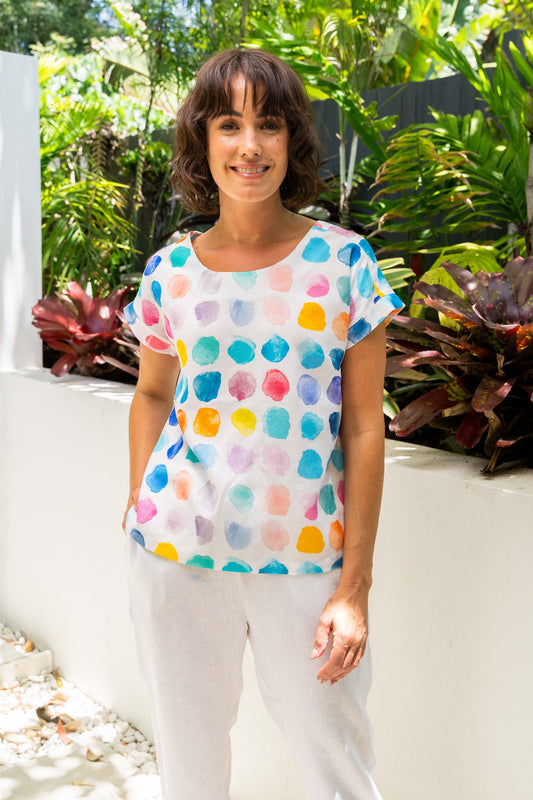 See Saw - Linen Blend Cap Sleeve Top SS448