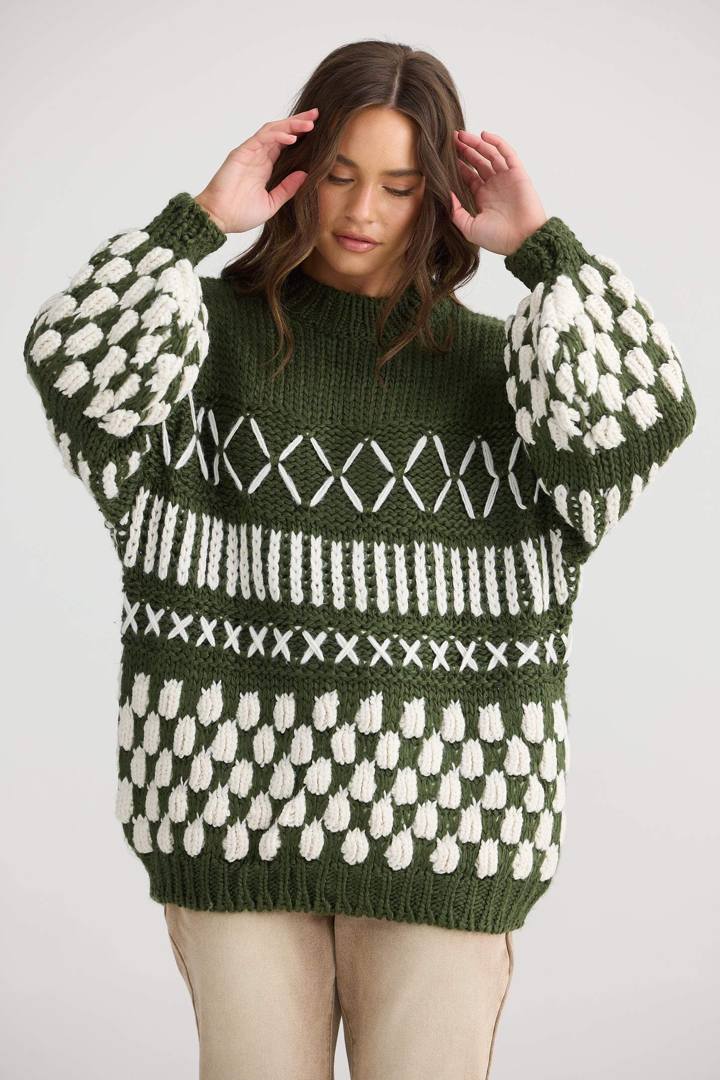 Talisman - Colorado Knit Khaki/Off White | TA25132-1