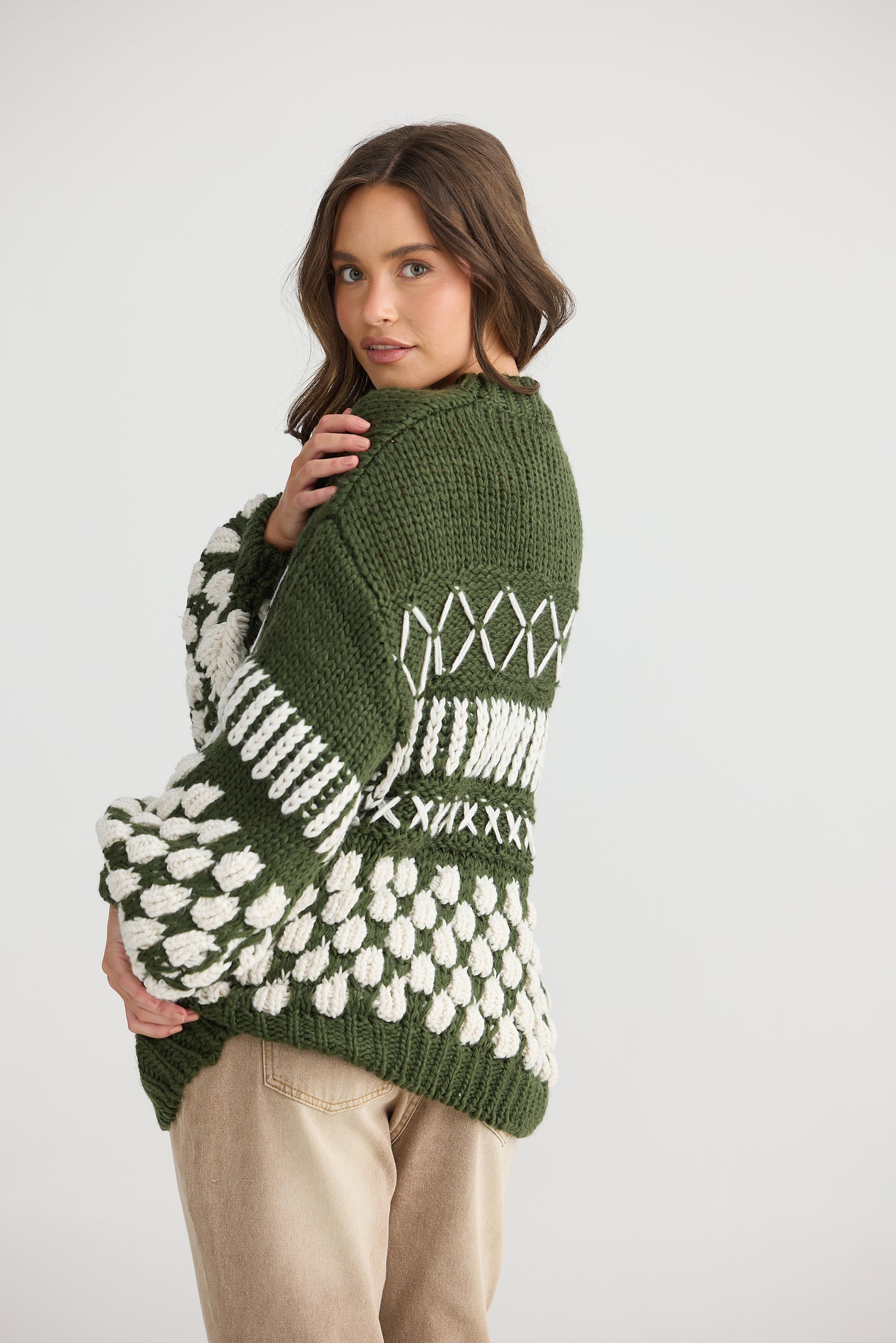 Talisman - Colorado Knit Khaki/Off White | TA25132-1