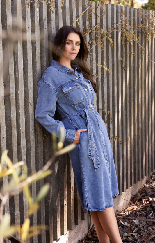 Jump - Soft Denim Tie Dress | 586J5041A