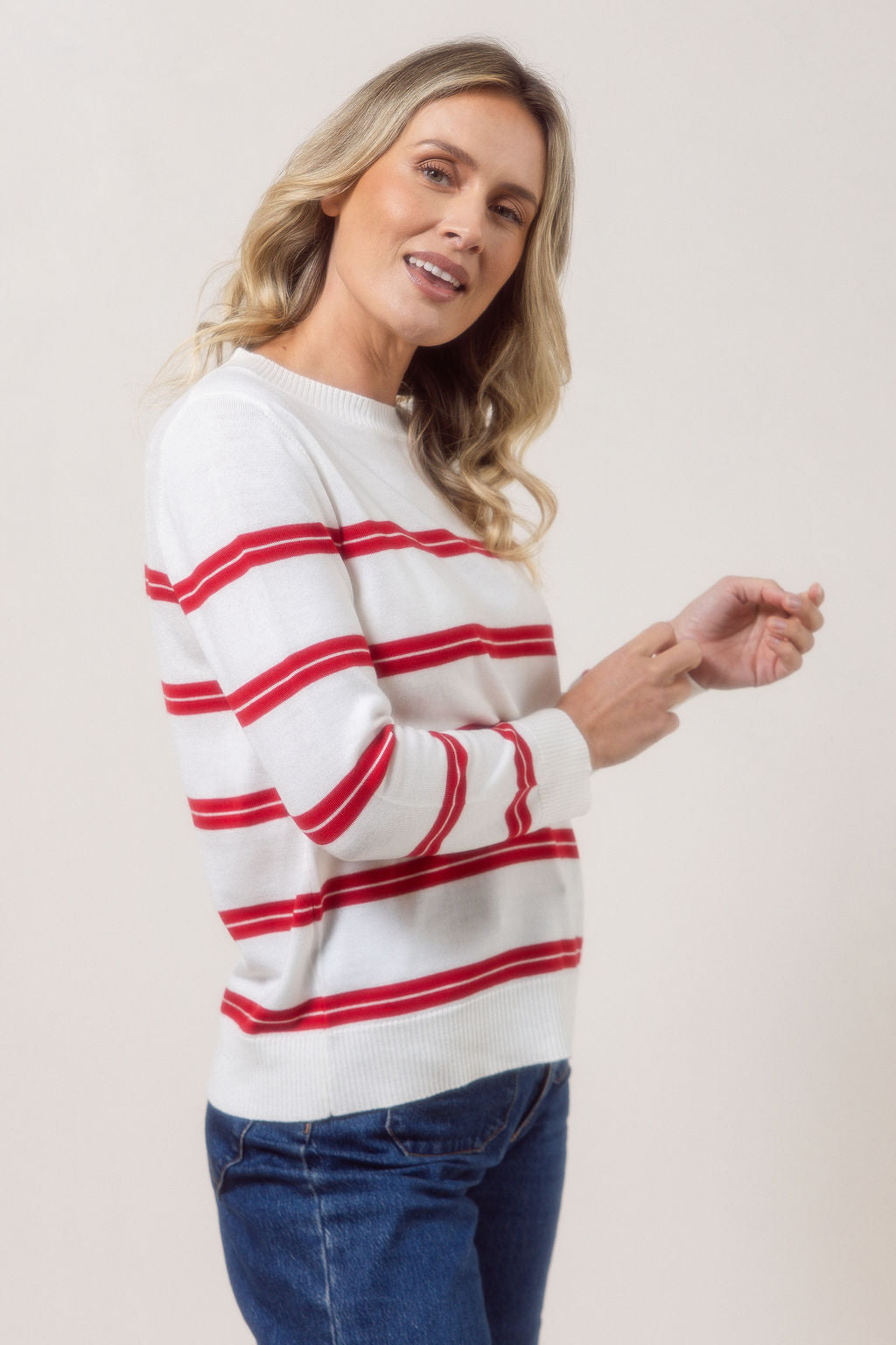 See Saw - 100% Merino Fine Stripe Sweater / SS756WR