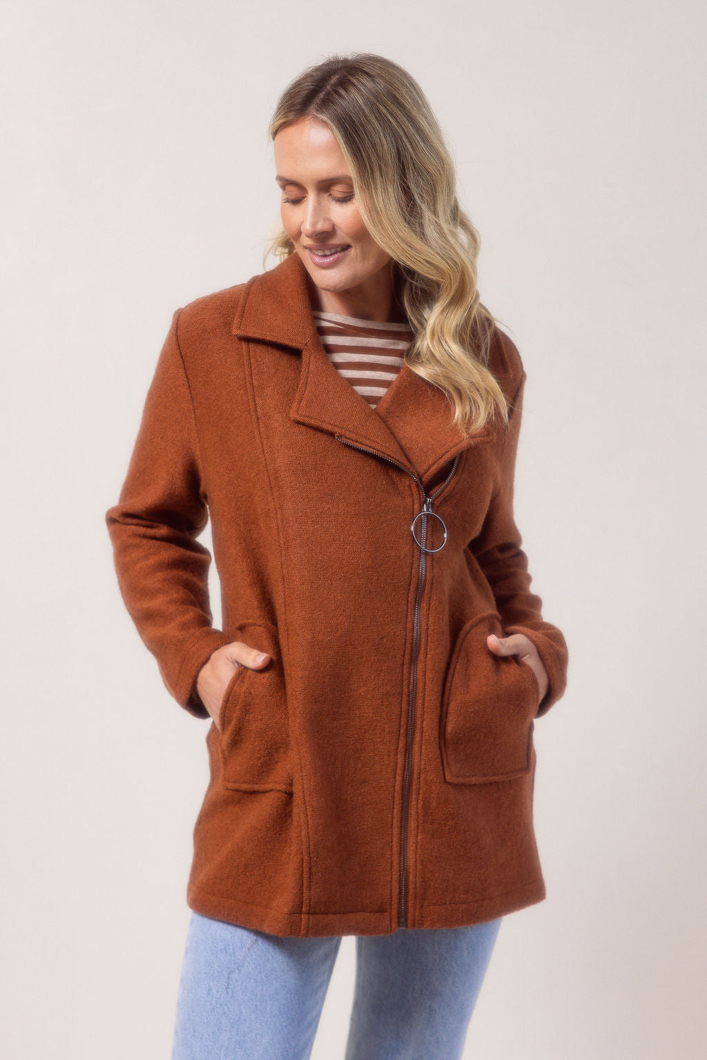 See Saw - Boiled Wool Collared Zip Coat SS620CO