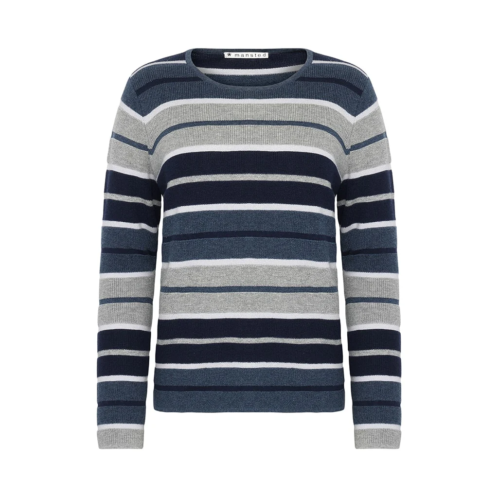 Mansted - Chloe Stripe Crew Dk Petrol