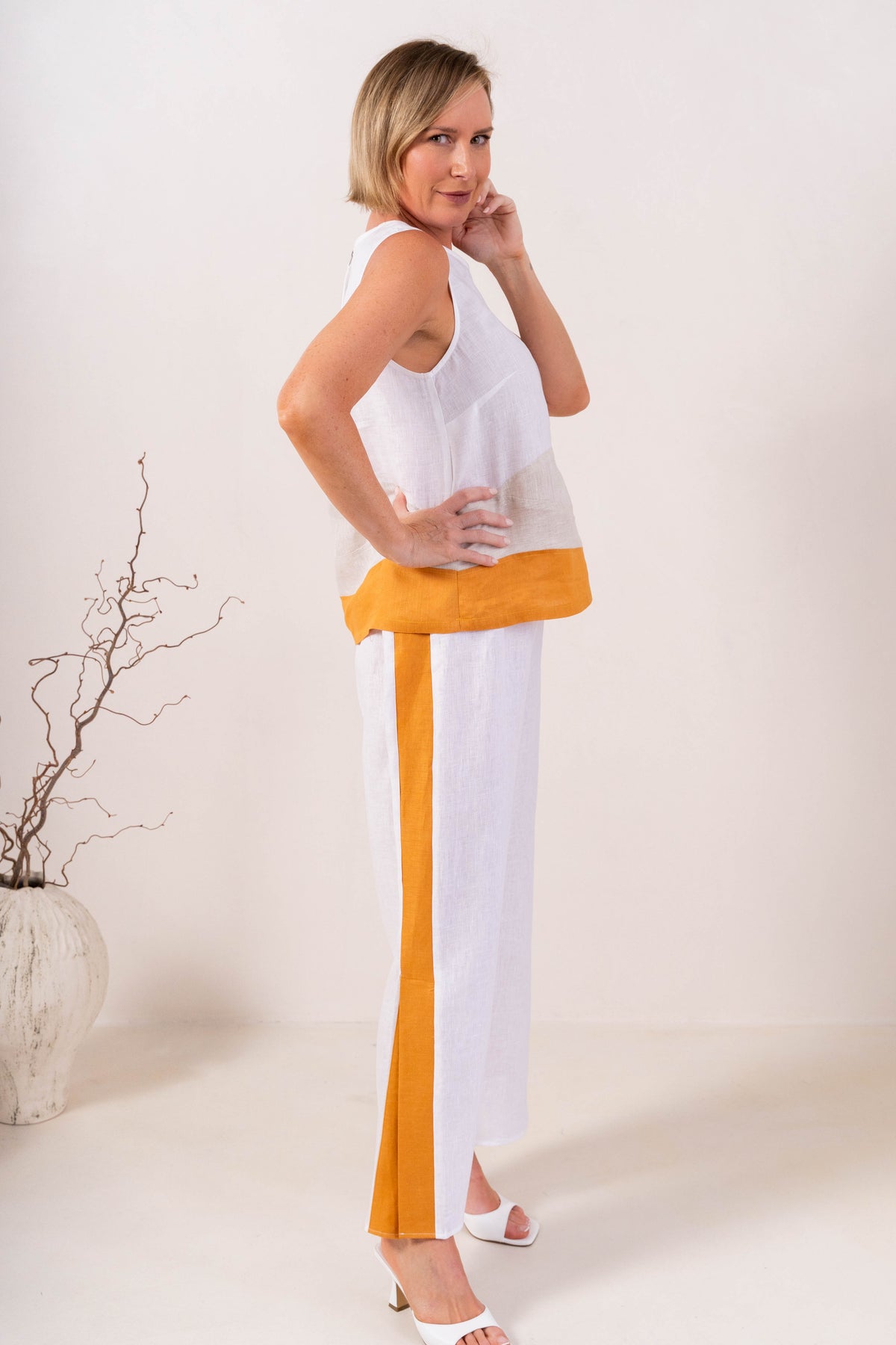 See Saw - Linen Spliced Tank with Zip | SA154