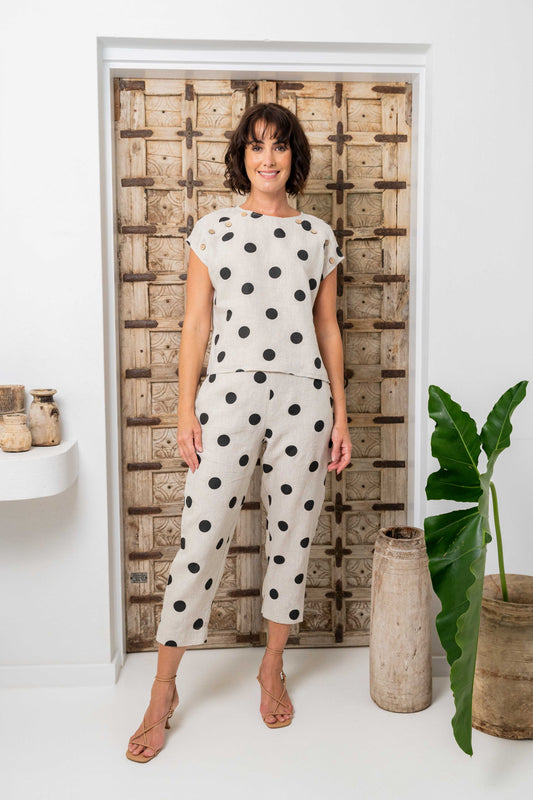 See Saw - 100% Linen Cap Sleeve Top SS474