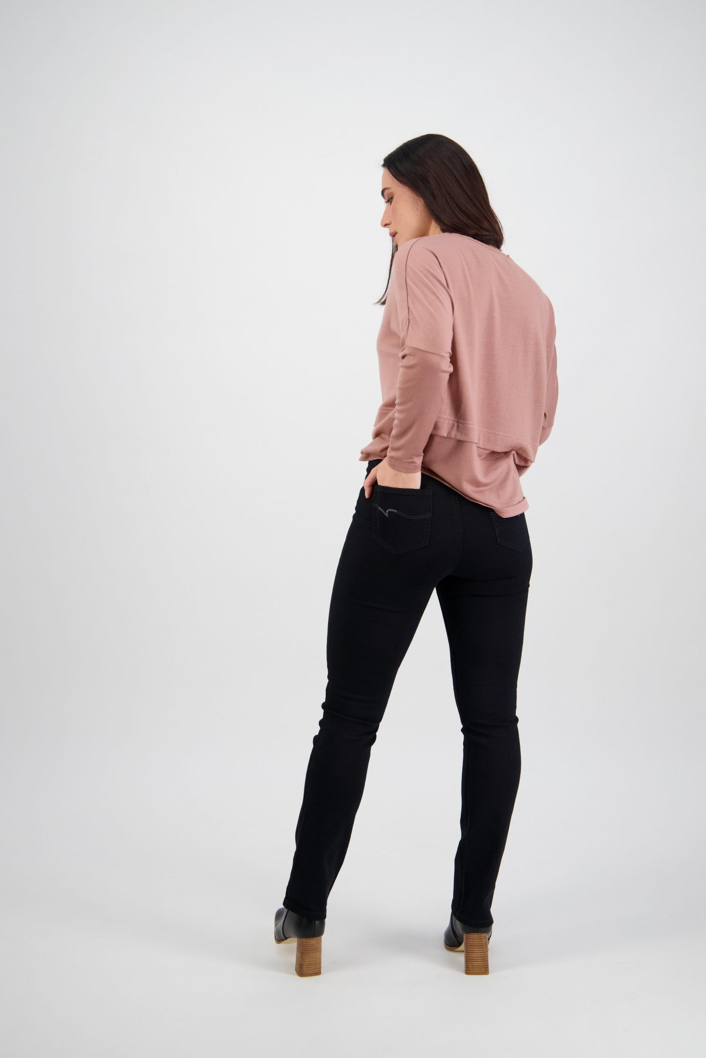 Vassalli Slim Leg Full Length Denim Pull On Black | V234DN