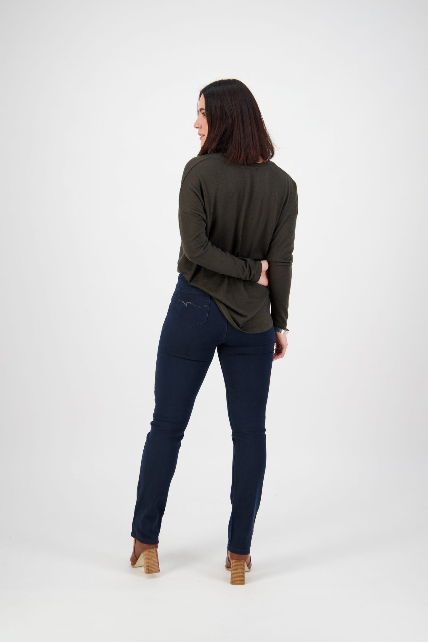 Vassalli Slim Leg Full Length Denim Pull On Indigo | V234DN