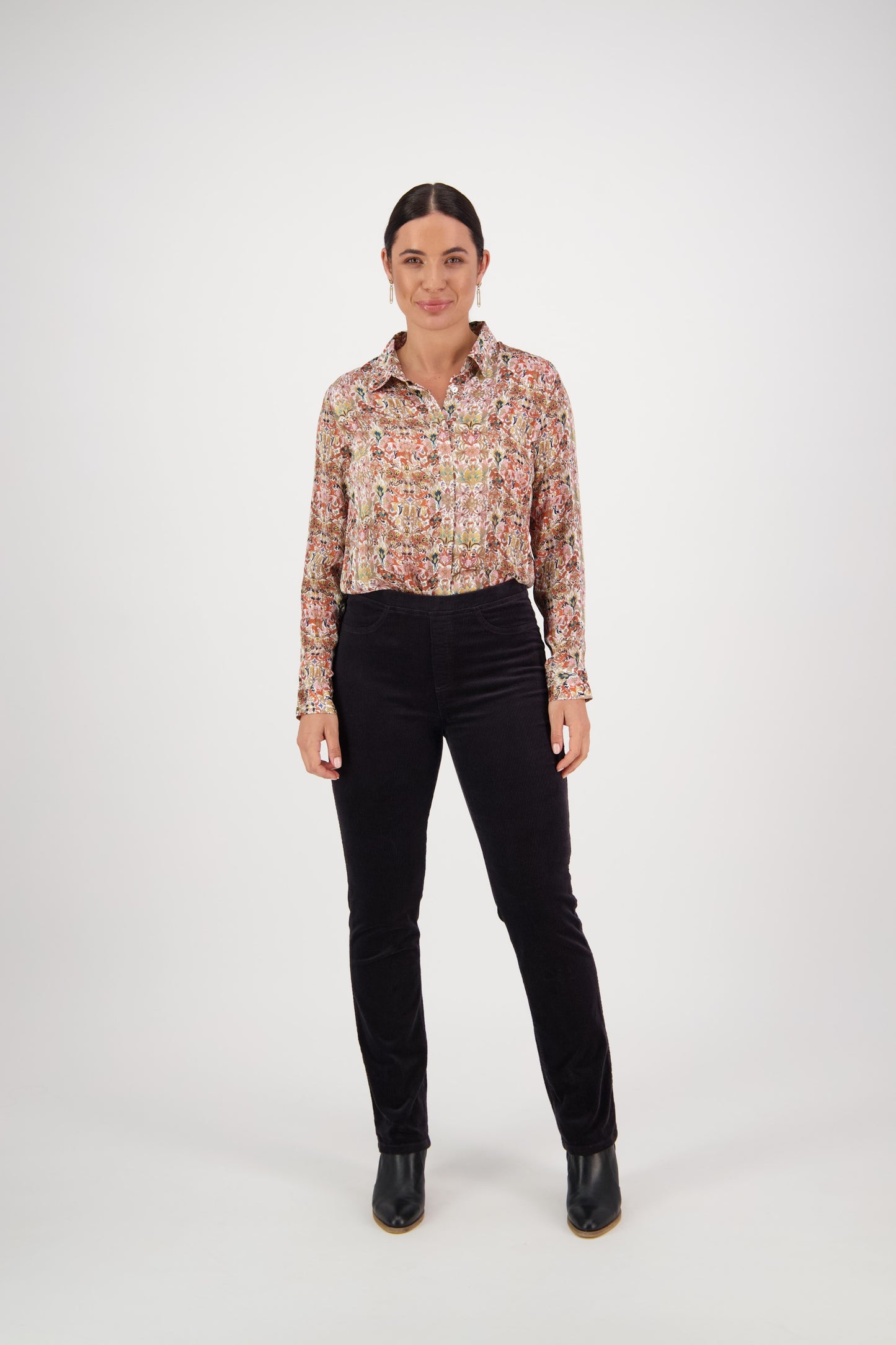Vassalli - Slim Leg Full Length Widewale Cord Pull On Pewter | 234MW