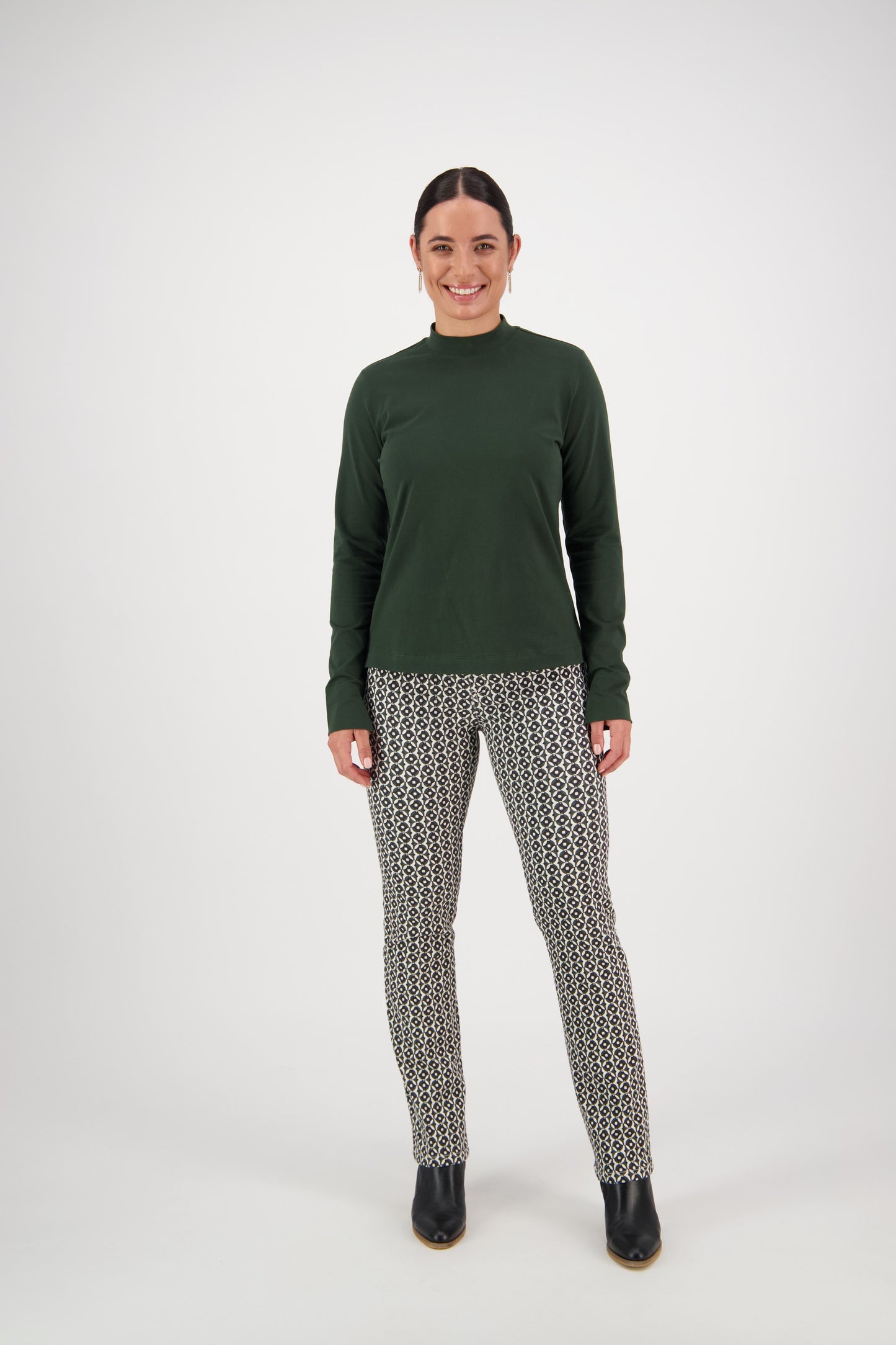 Vassalli - High Neck Top with Side Splits Forest | 4442