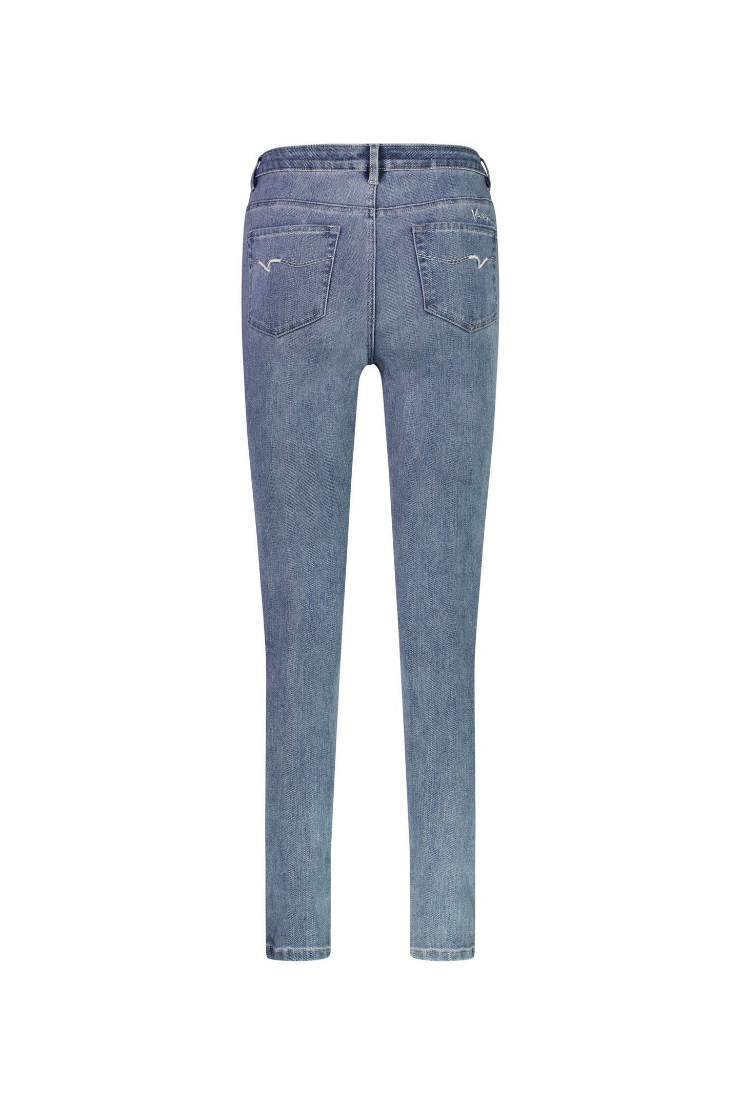 Vassalli Skinny Leg Full Length Jean in Angle Knit Denim Vintage Wash | V5990