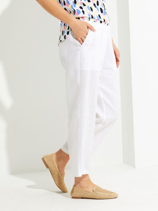 WASHER LINEN CROPPED PANT | WHITE YT8378