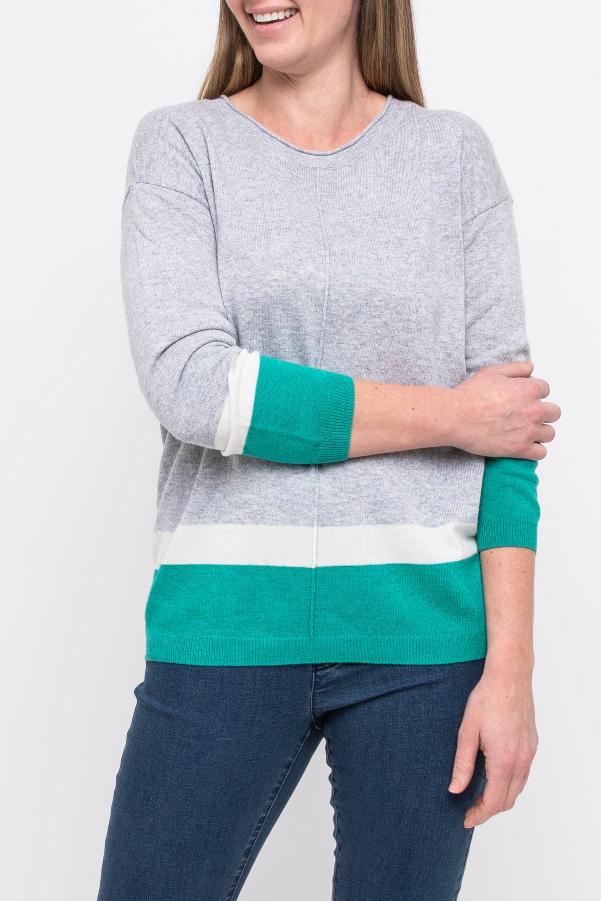 Jump Hem Stripe Pullover | Jade Combo J54611045A