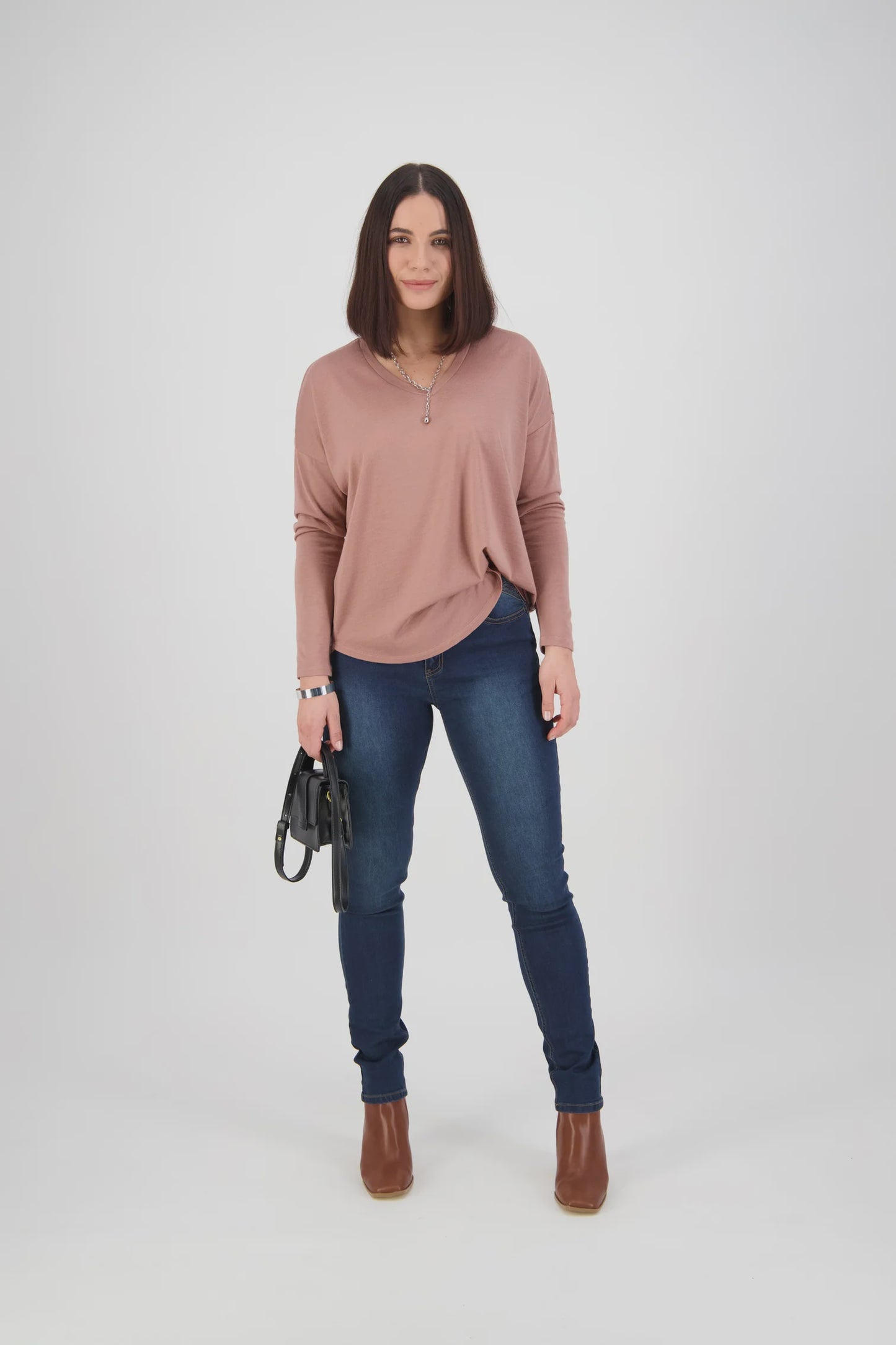 Vassalli - Skinny Leg Full Length Jean Deep Blue | V5889