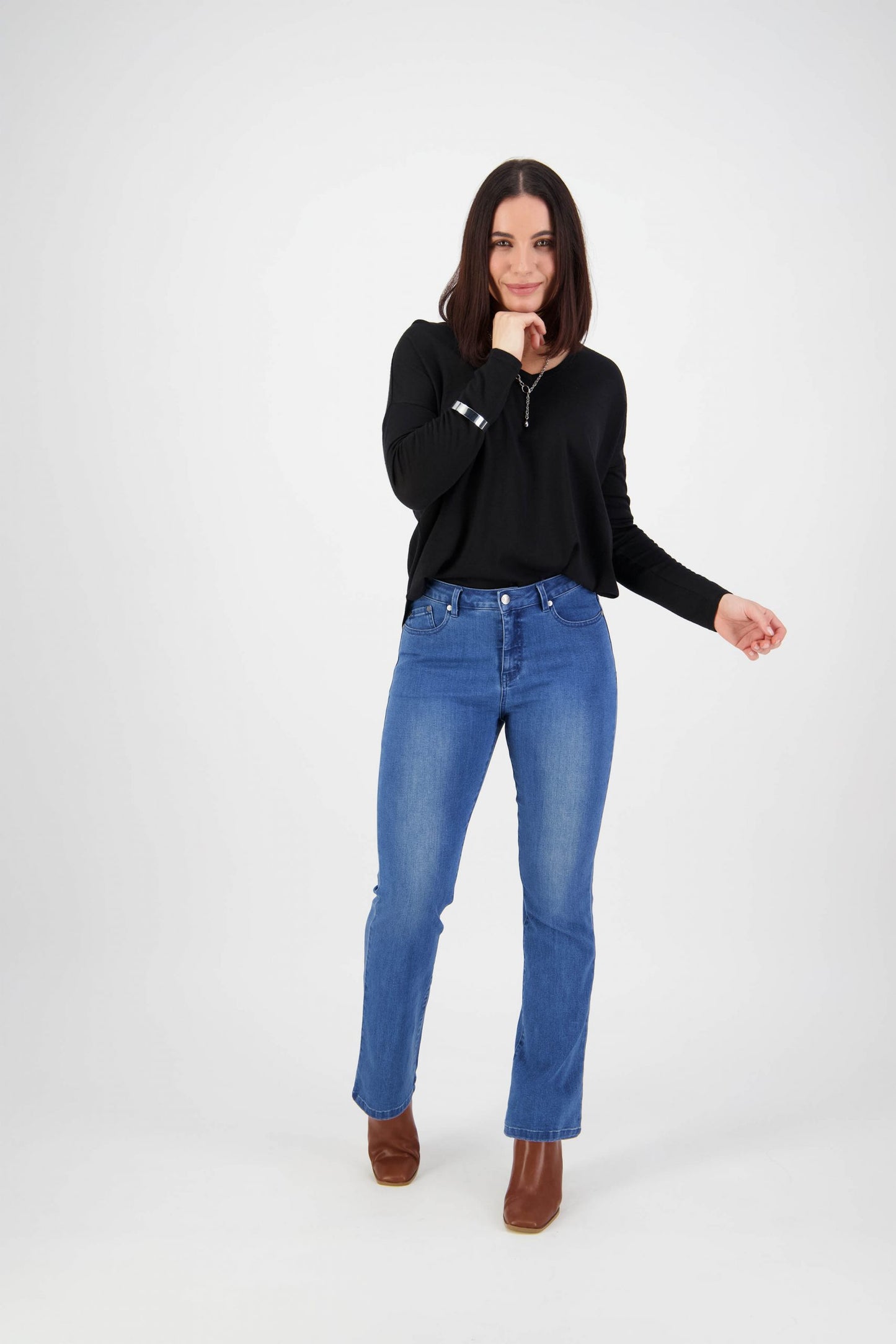 Vassalli Bootleg Full Length Jean Blue Denim | V5955