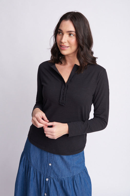 Cloth Paper Scissors - Henly L/S Top Black | C1368