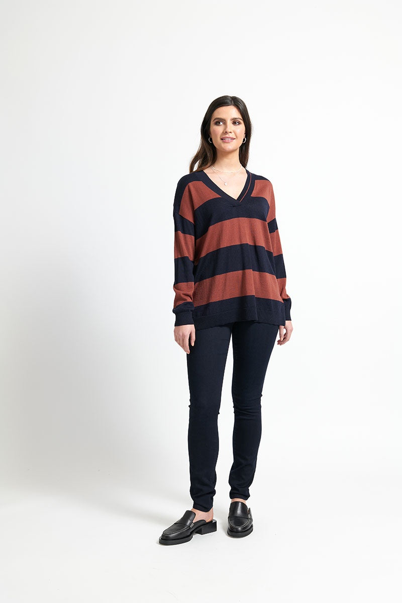 Foil Glory Days Sweater Blue Black/Burnt Toffee | FO7179