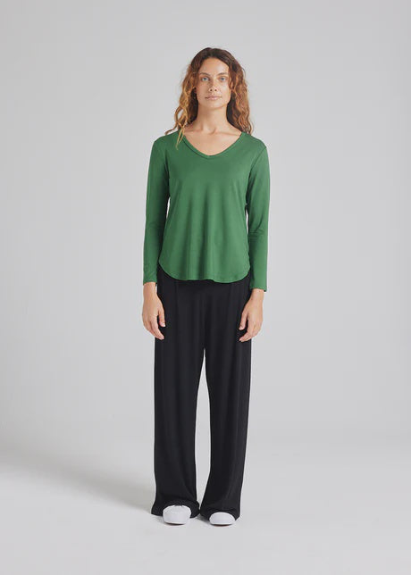 Lou Lou Sia V Neck Top Forrest Green | LOU19NB062