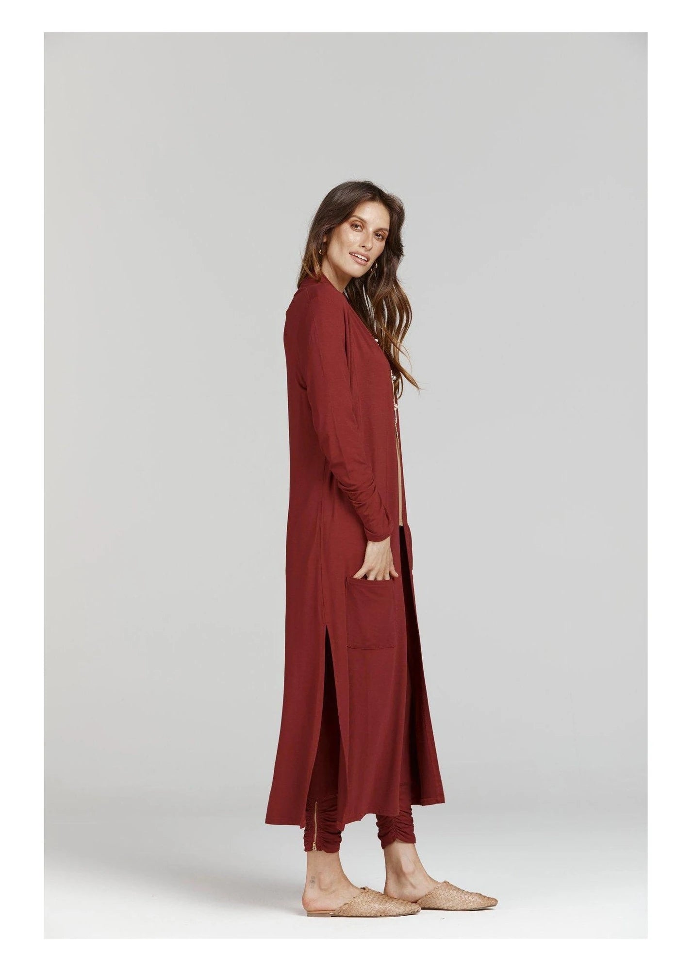 Lou Lou Bamboo Pocket Cardi Wine