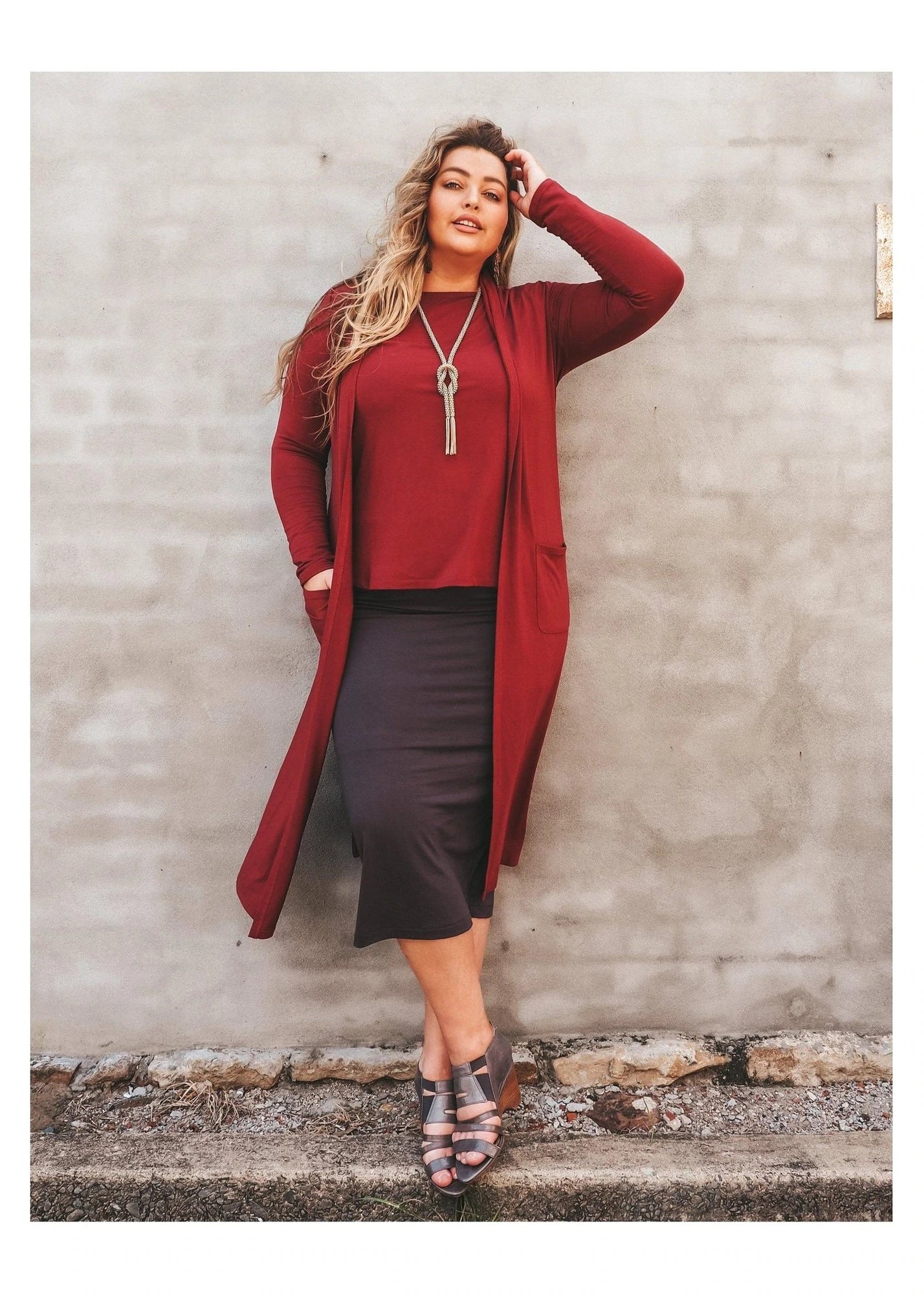 Lou Lou Bamboo Pocket Cardi Wine