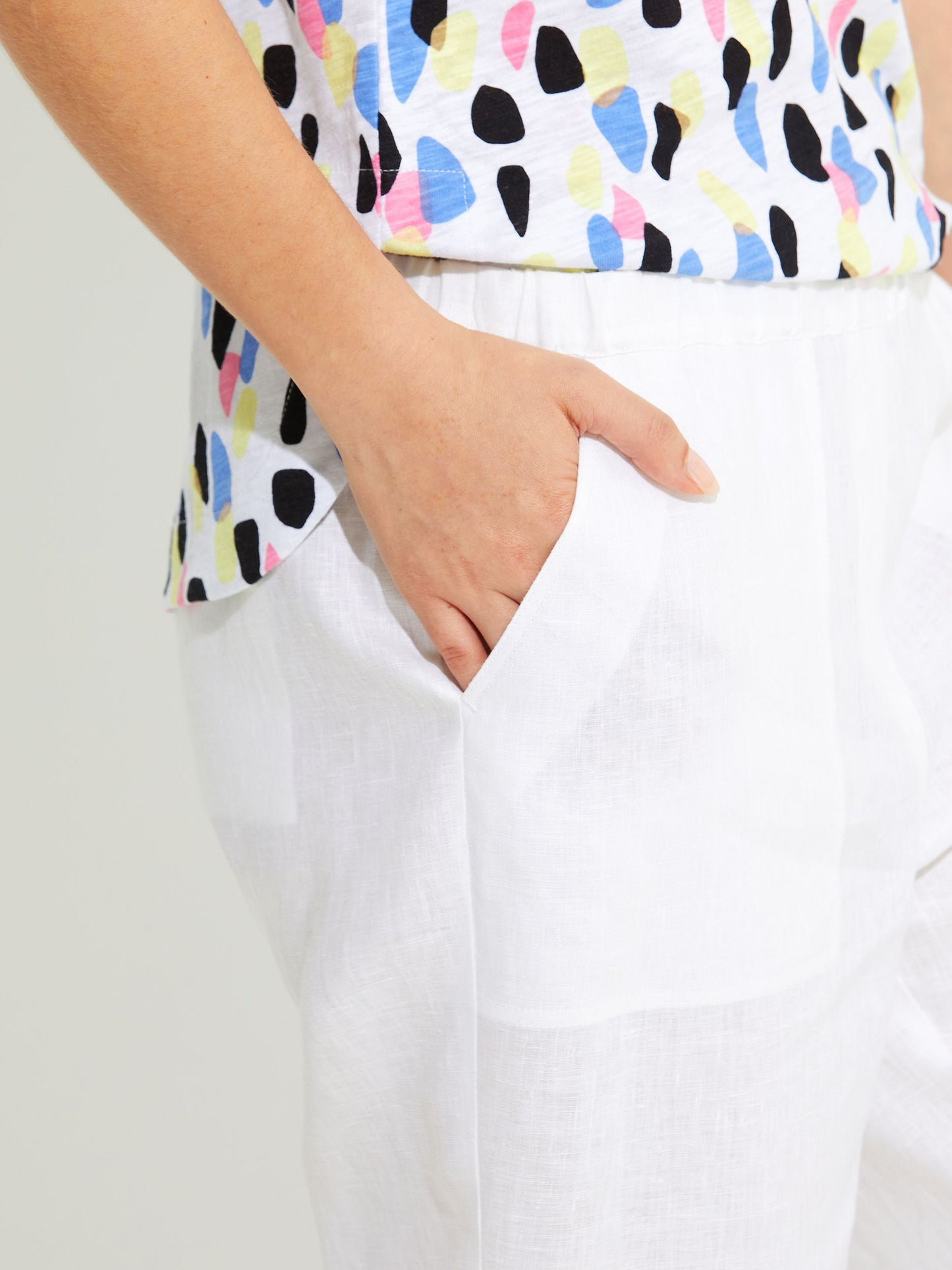 WASHER LINEN CROPPED PANT | WHITE YT8378