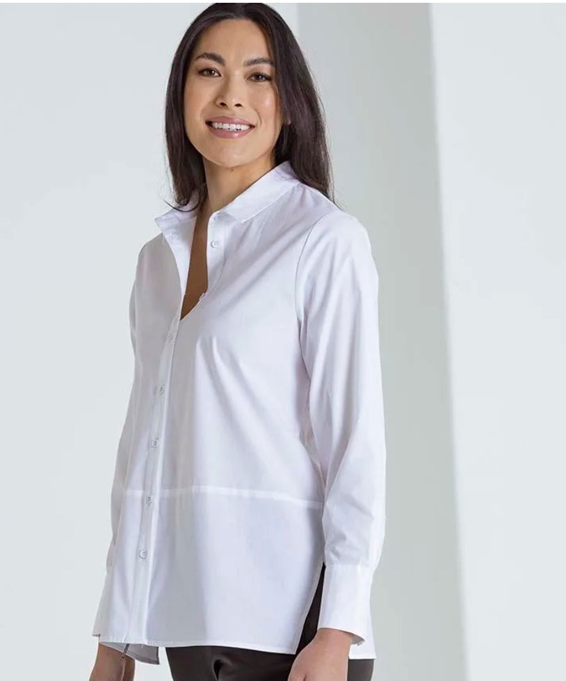 Marco Polo L/S Button Through Shirt White | MP34521