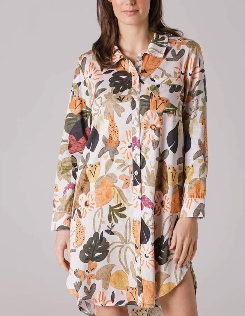 Yarra Trail Jungle Cat Night Shirt Cat Print | YT23WS9316