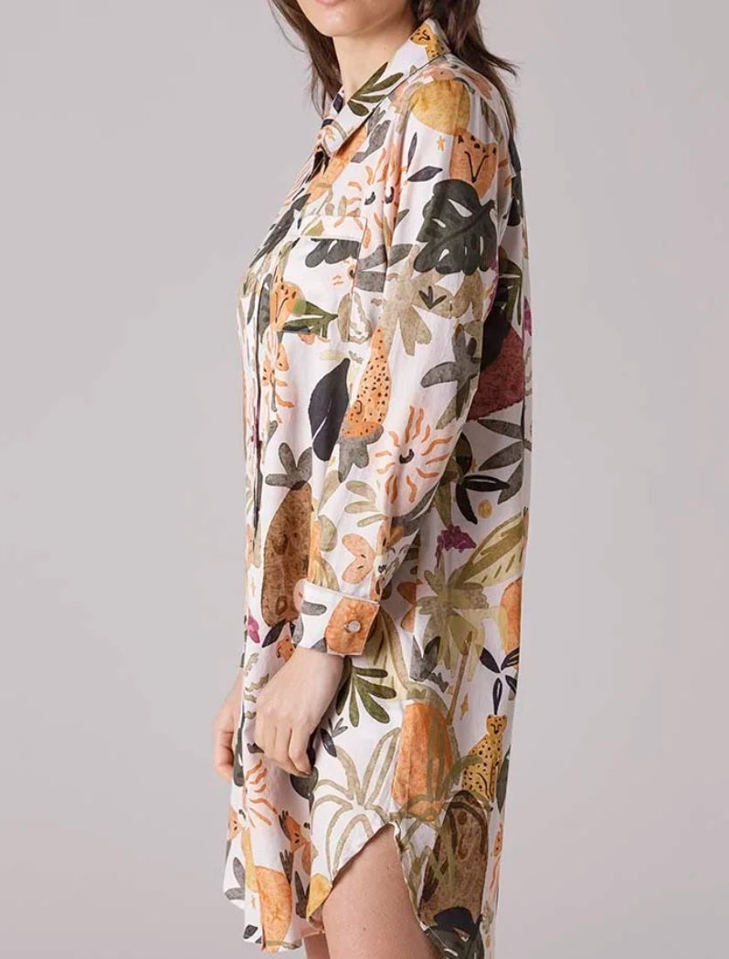 Yarra Trail Jungle Cat Night Shirt Cat Print | YT23WS9316