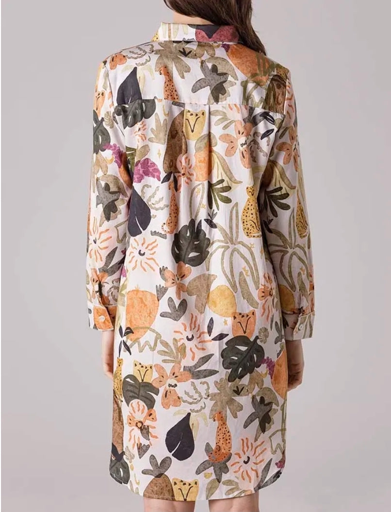 Yarra Trail Jungle Cat Night Shirt Cat Print | YT23WS9316