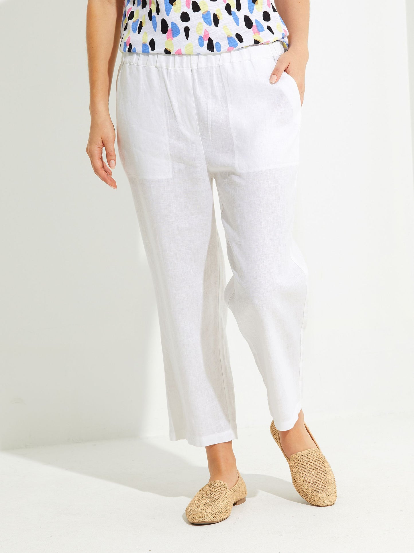 WASHER LINEN CROPPED PANT | WHITE YT8378