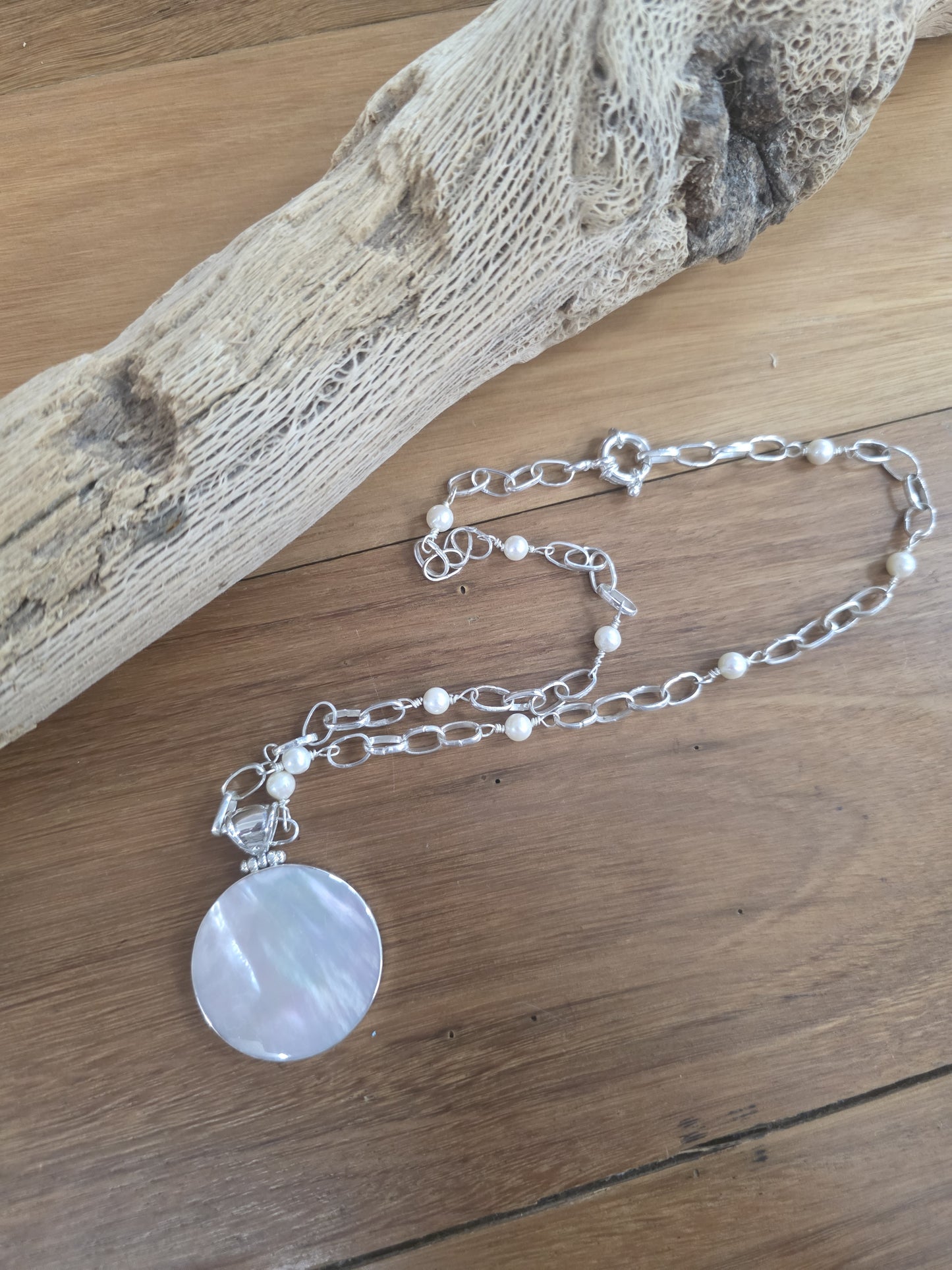 The Merchant of Venus - Reversible Mother of Pearl Pendant Necklace