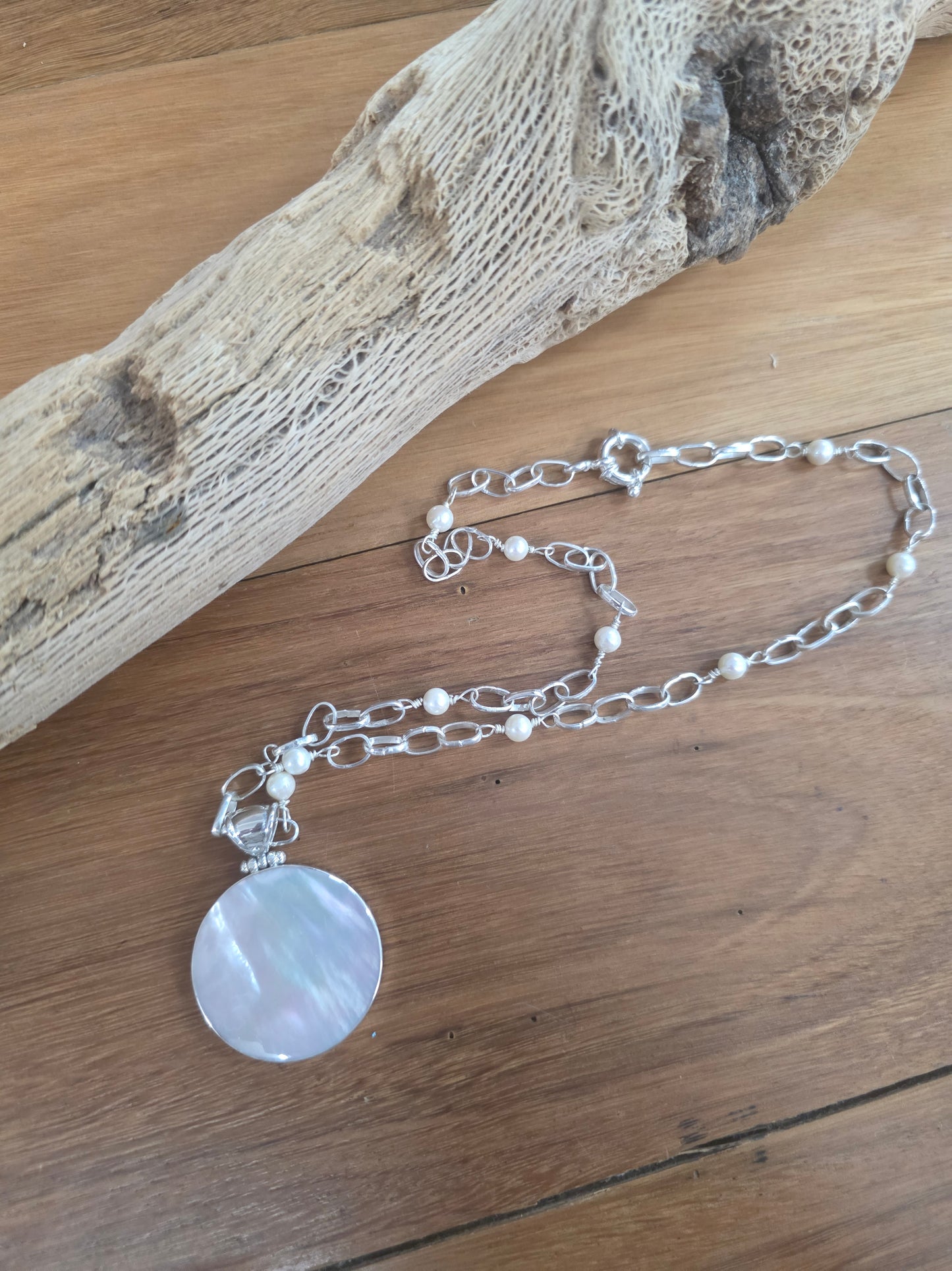 The Merchant of Venus - Reversible Mother of Pearl Pendant Necklace