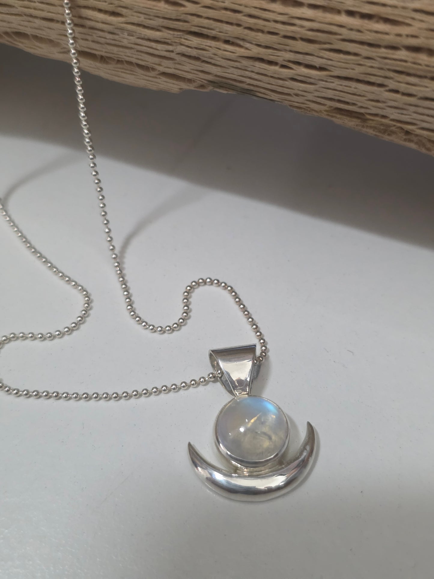 The Merchant of Venus New Moon Moonstone + Sterling Silver Necklace